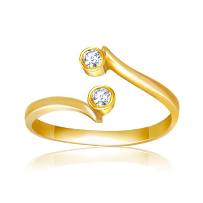 14k Yellow Gold Cubic Zirconia Accented Curve Ended Toe Ring - rings