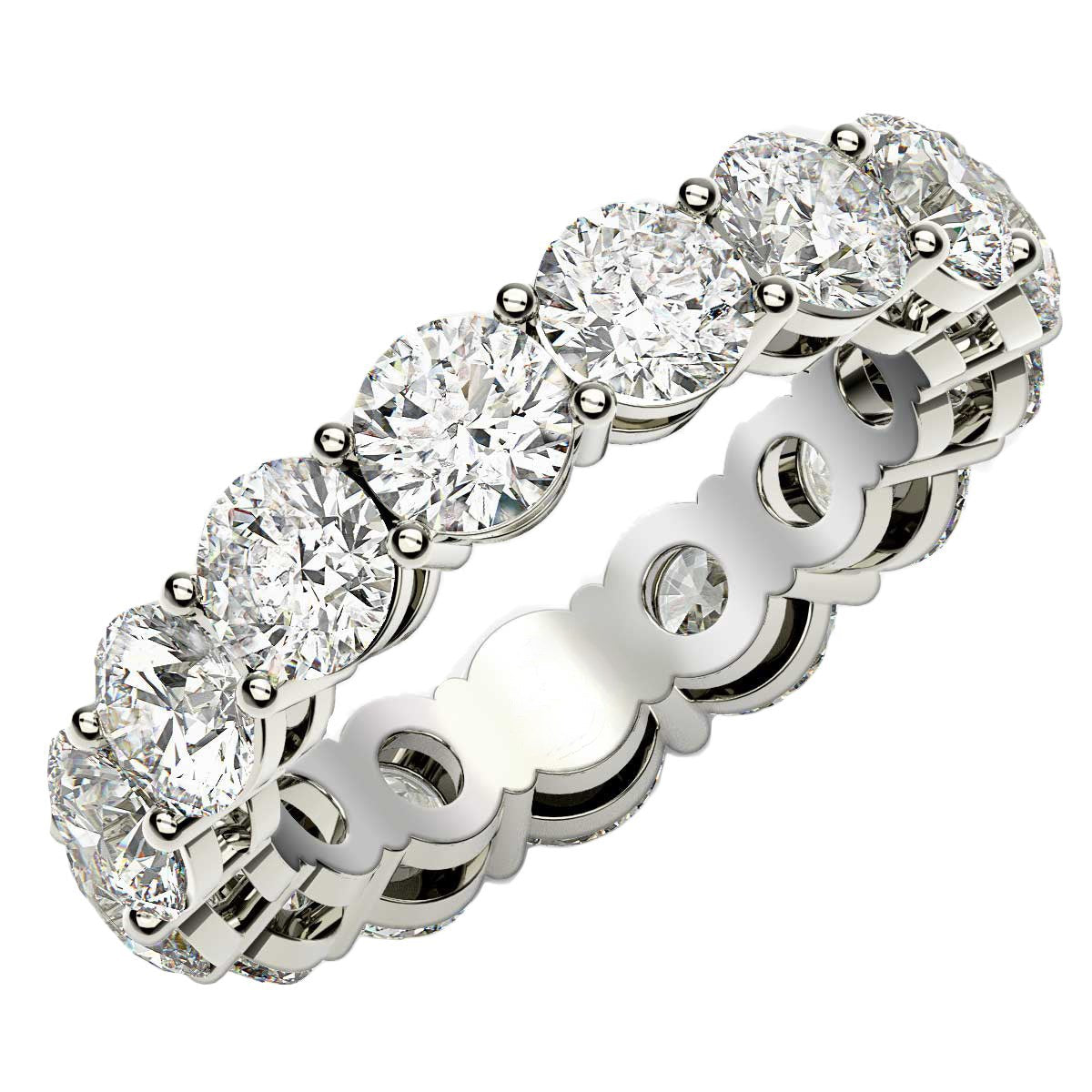 Round Cut Lab Grown Diamond Eternity Ring in 14k White Gold (5 cttw FG/VS2)  DestGlow