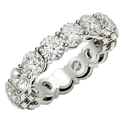 Round Cut Lab Grown Diamond Eternity Ring in 14k White Gold (5 cttw FG/VS2)  DestGlow