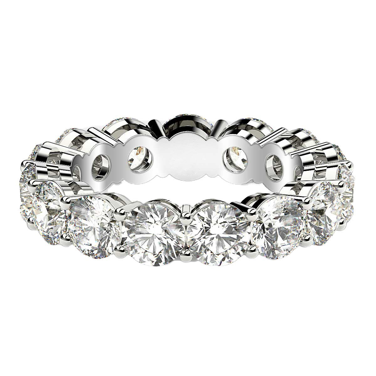 Round Cut Lab Grown Diamond Eternity Ring in 14k White Gold (5 cttw FG/VS2)  DestGlow