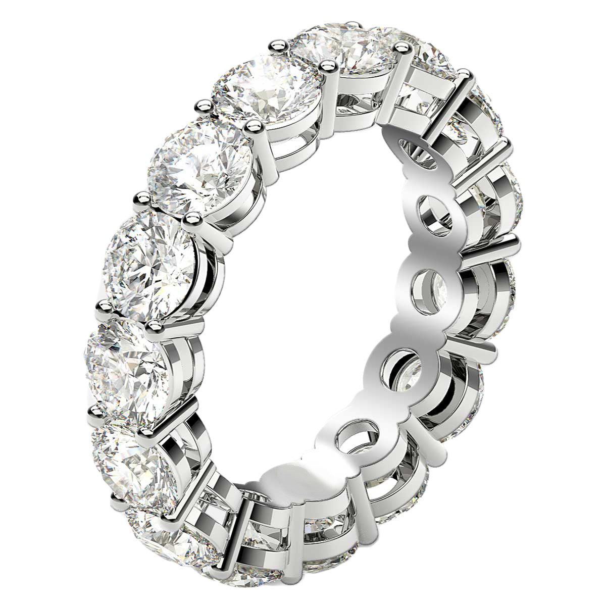 Round Cut Lab Grown Diamond Eternity Ring in 14k White Gold (5 cttw FG/VS2)  DestGlow