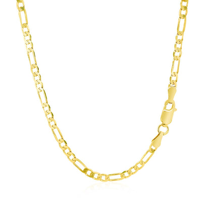 3.1mm 14k Yellow Gold Solid Figaro Chain by Bids.com