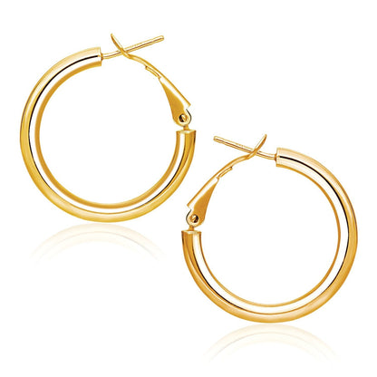 14k Yellow Gold High Polish  Hoop Earrings (0.78 inch Diameter)  DestGlow