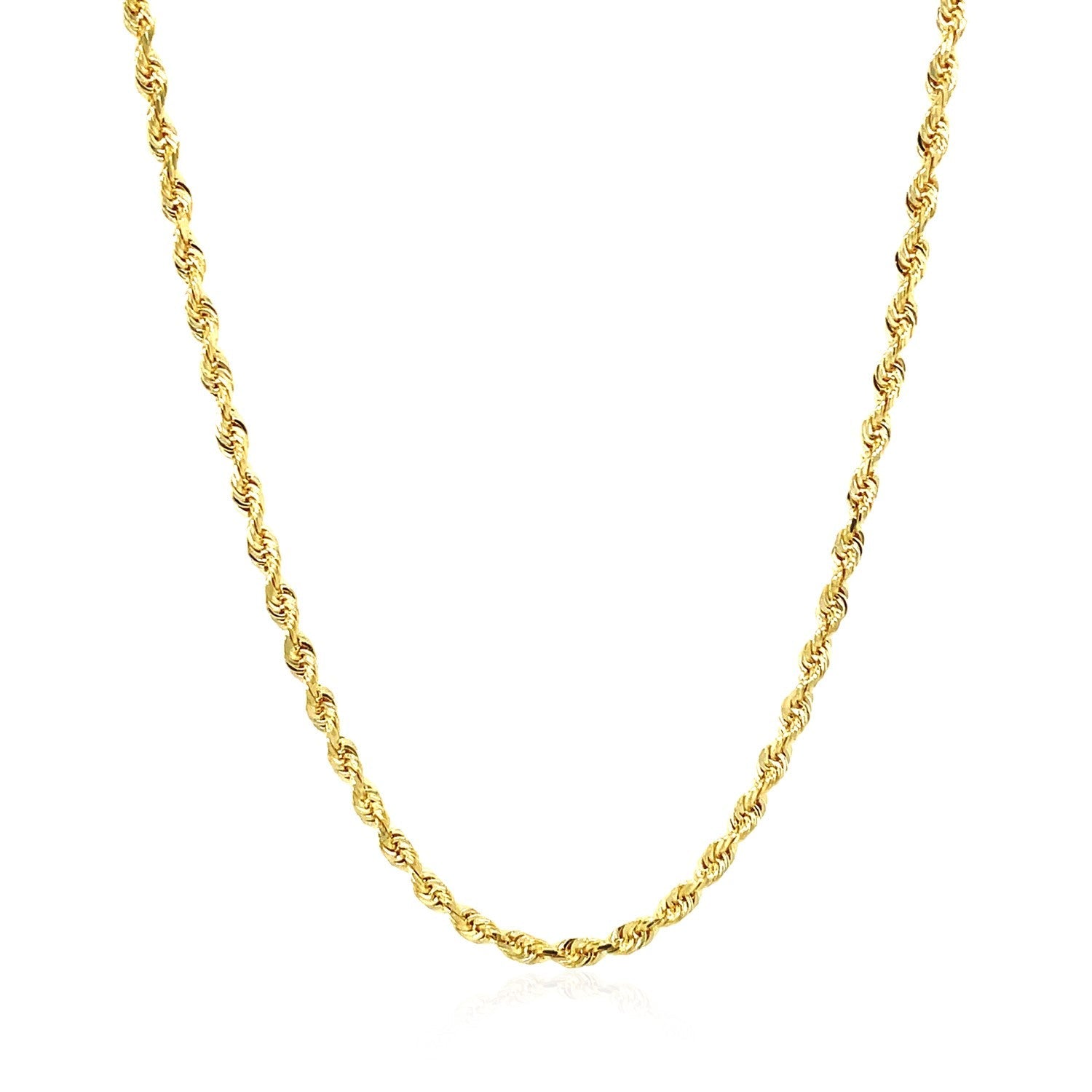 2.5mm 14k Yellow Gold Solid Diamond Cut Rope Chain by Bids.com