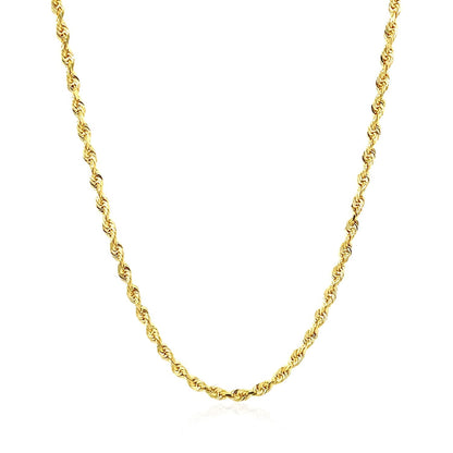 2.5mm 14k Yellow Gold Solid Diamond Cut Rope Chain by Bids.com