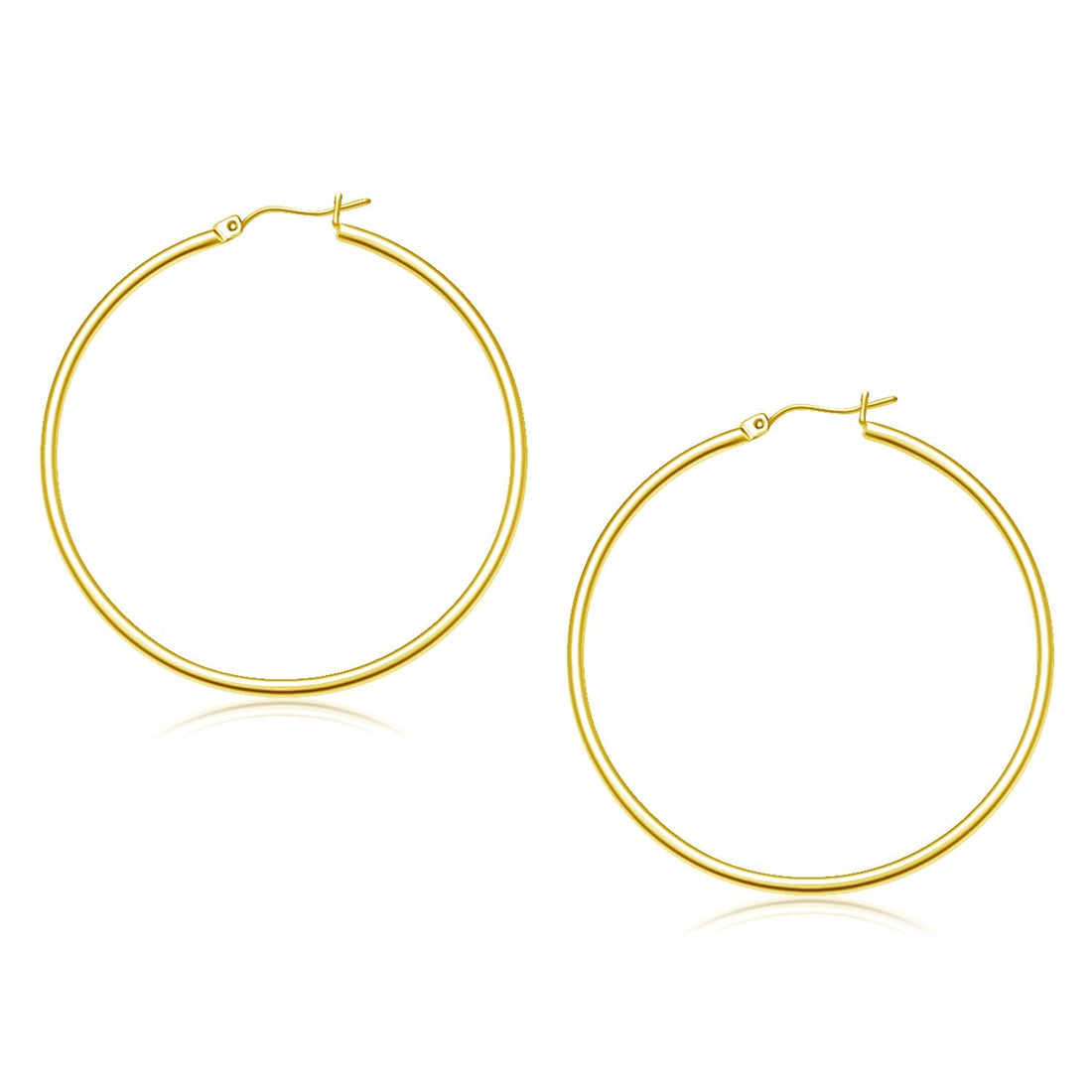 14k Yellow Gold Polished Hoop Earrings (2x45mm) - earrings