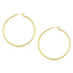 14k Yellow Gold Polished Hoop Earrings (2x45mm) - earrings