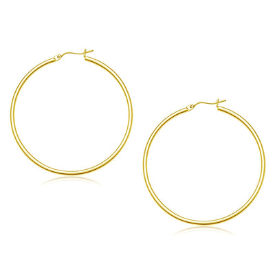 14k Yellow Gold Polished Hoop Earrings (2x45mm) - earrings
