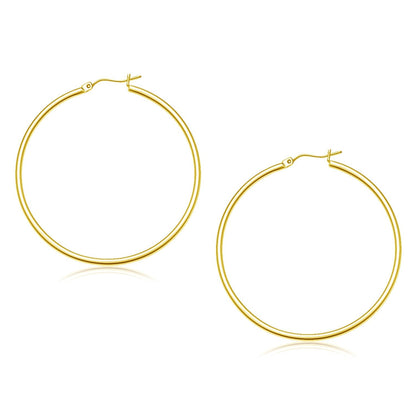 14k Yellow Gold Polished Hoop Earrings (45 mm)  DestGlow