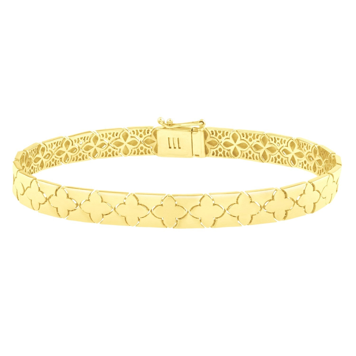 14k Yellow Gold 7 inch Clover Bracelet (6.50 mm) by Bids.com