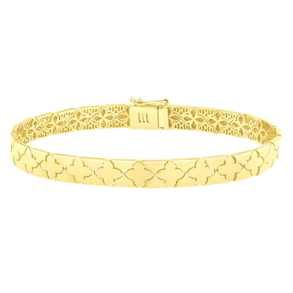14k Yellow Gold 7 inch Clover Bracelet (6.50 mm) by Bids.com