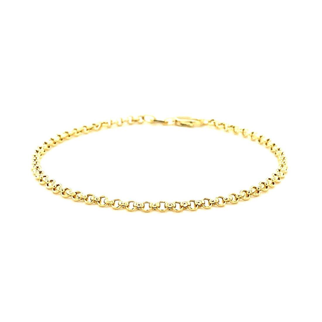 2.3mm 14k Yellow Gold Rolo Bracelet - DestGlow