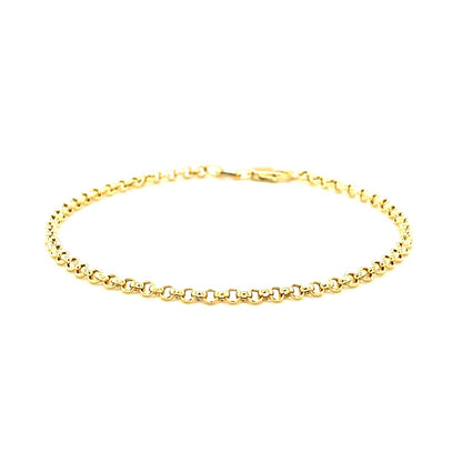 2.3mm 14k Yellow Gold Rolo Bracelet - DestGlow