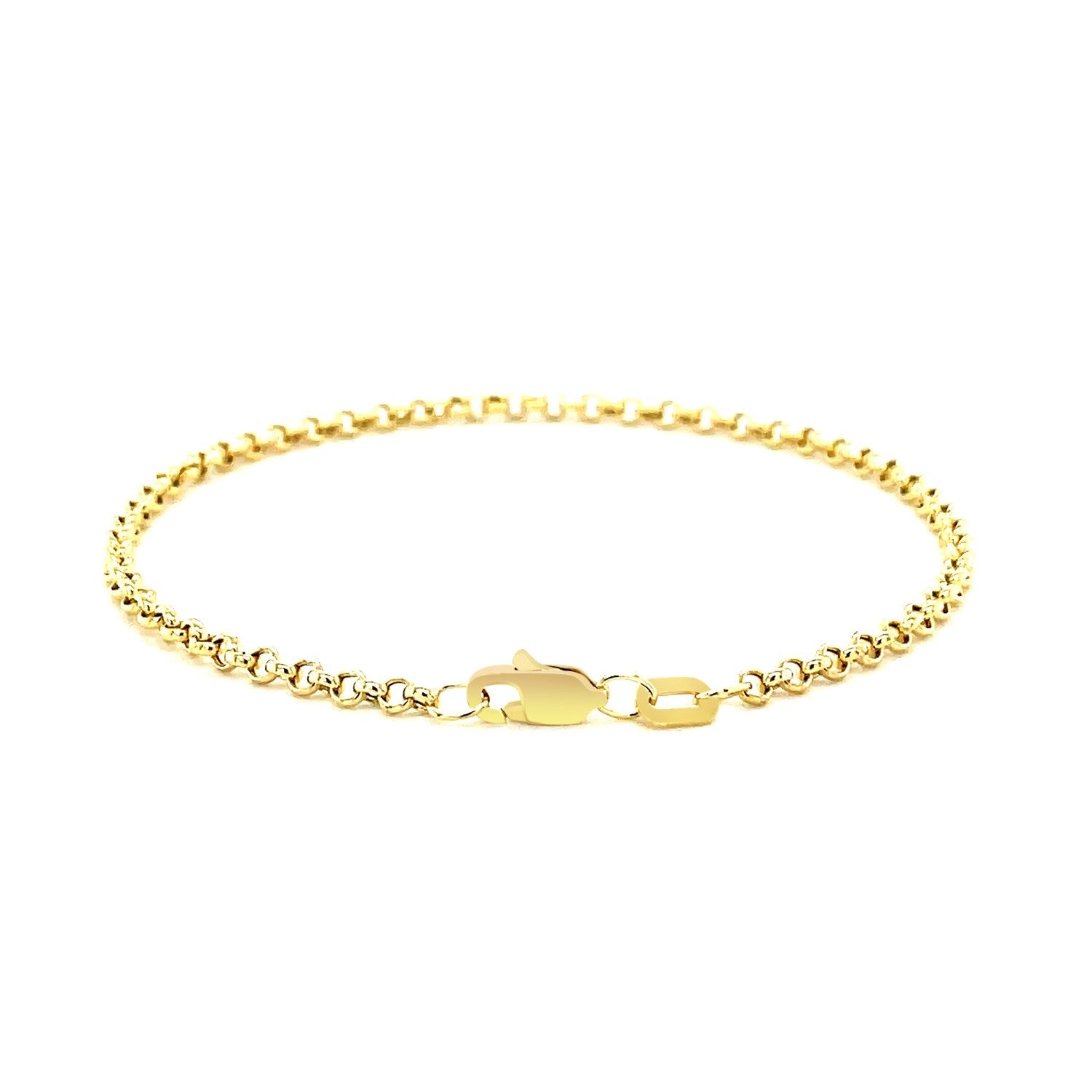 2.3mm 14k Yellow Gold Rolo Bracelet - DestGlow