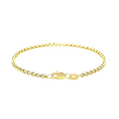 2.3mm 14k Yellow Gold Rolo Bracelet - DestGlow