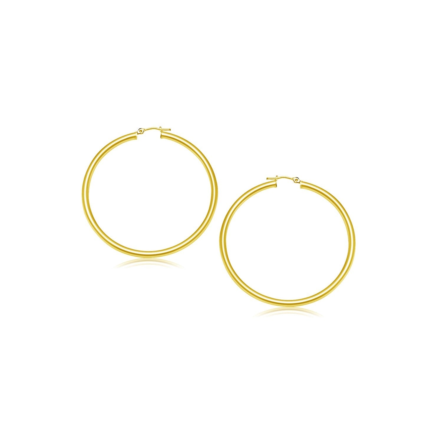 14k Yellow Gold Polished Hoop Earrings (3x20mm) - earrings