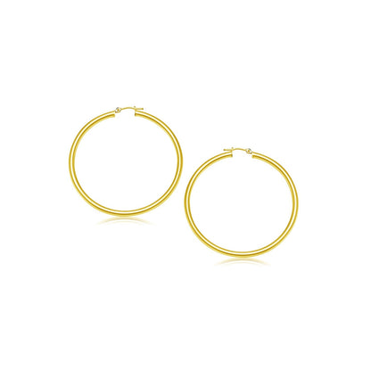 14k Yellow Gold Polished Hoop Earrings (2- mm) by Bids.com