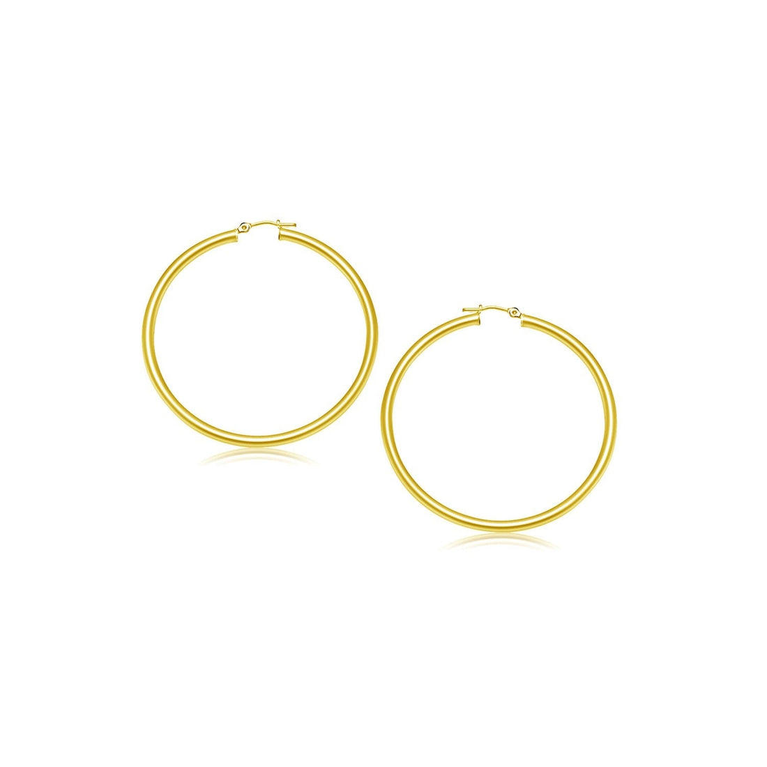 14k Yellow Gold Polished Hoop Earrings (3x20mm) 