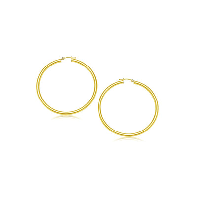 14k Yellow Gold Polished Hoop Earrings (2- mm) - earrings