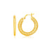 14k Yellow Gold Greek Key Medium Hoop Earrings with Flat Sides 