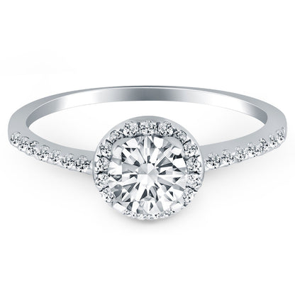 14k White Gold Diamond Halo Collar Engagement Ring by Bids.com
