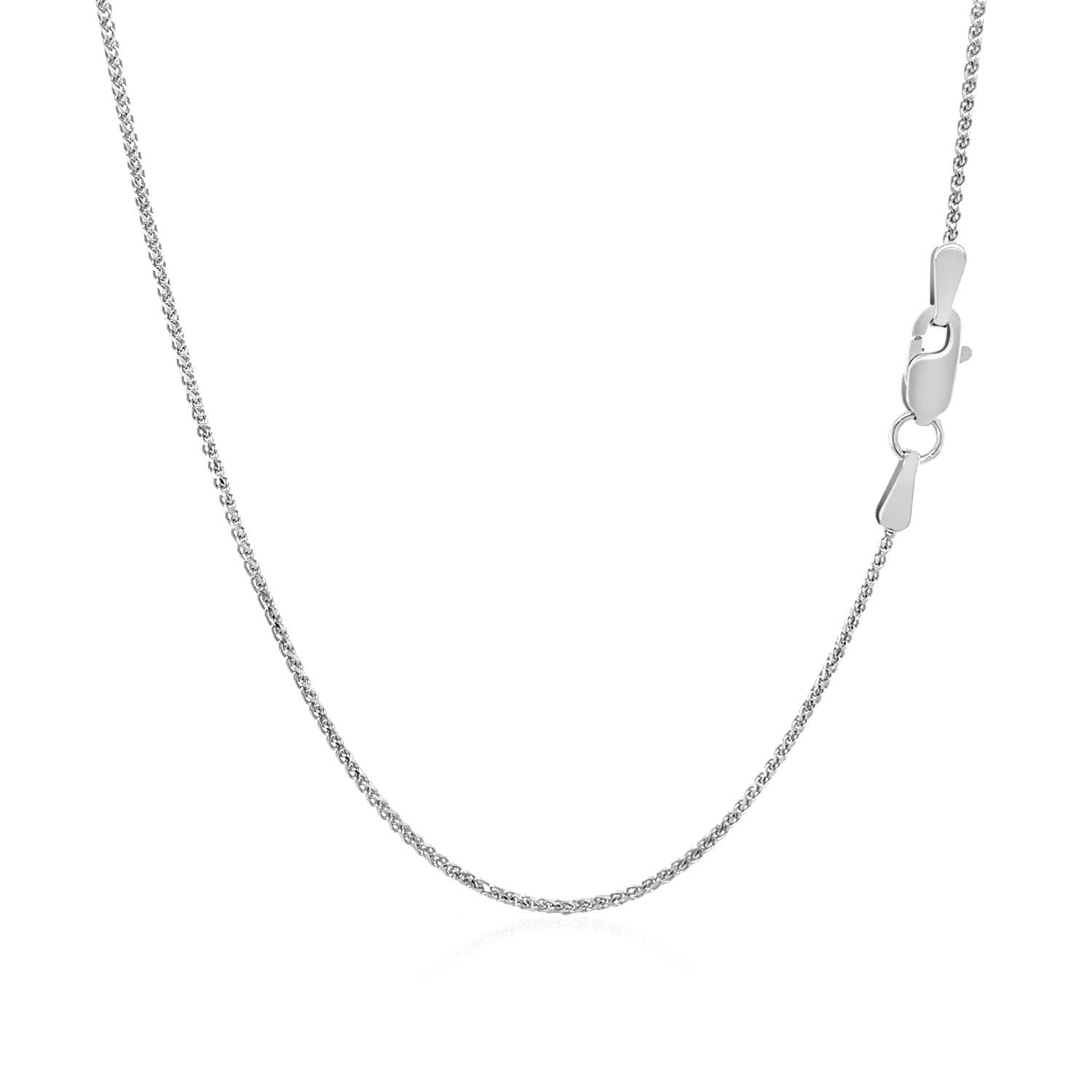 14k White Gold Diamond Cut Round Wheat Chain 1.0mm by Bids.com