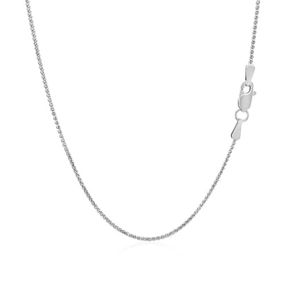 14k White Gold Diamond Cut Round Wheat Chain 1.0mm by Bids.com