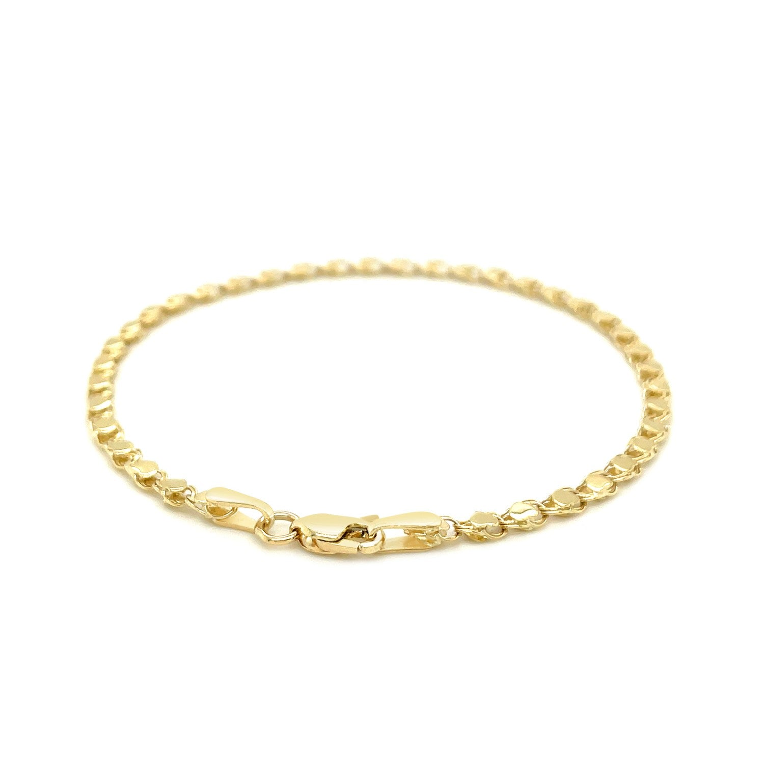 2.9mm 14k Yellow Gold Heart Bracelet - DestGlow