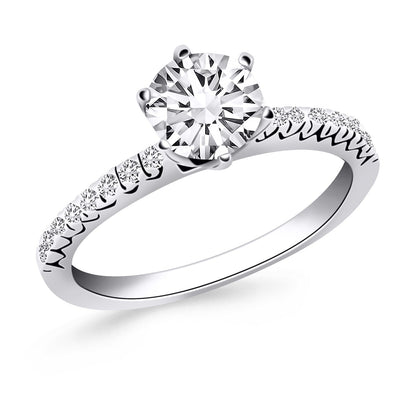 14k White Gold Engagement Ring with Fishtail Diamond Accents by Bids.com