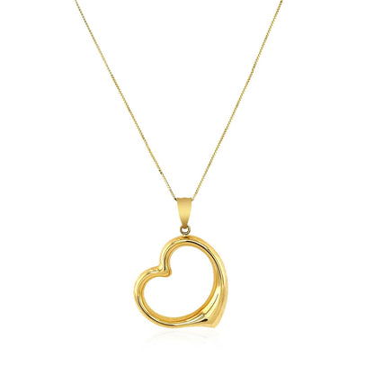 14k Yellow Gold Floating Heart Drop Pendant  DestGlow