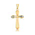 14k Tri Color Gold Cross Motif Pendant with Textured Finish - necklaces