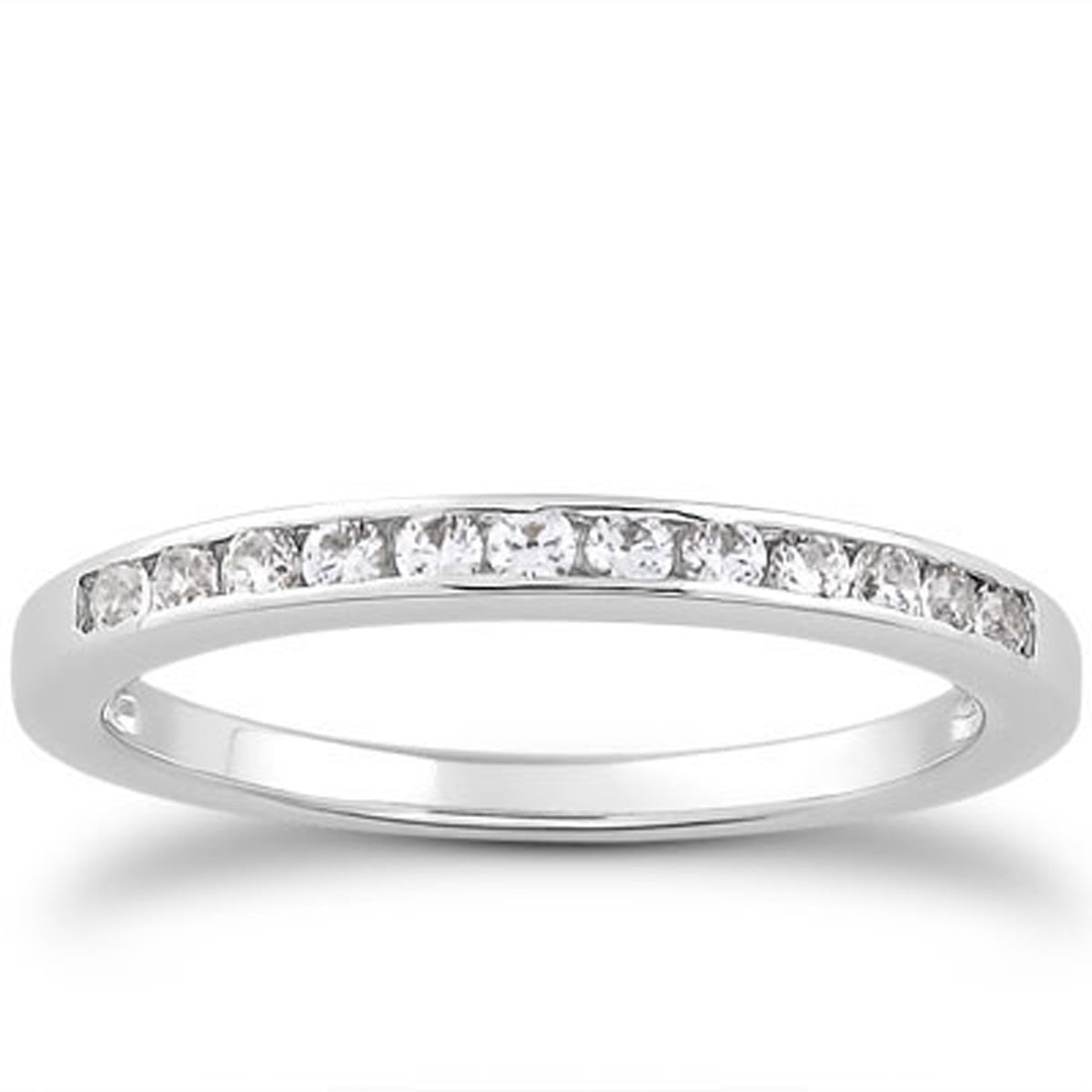 14k White Gold Channel Set Diamond Wedding Ring Band Set 1/3 Around by Bids.com