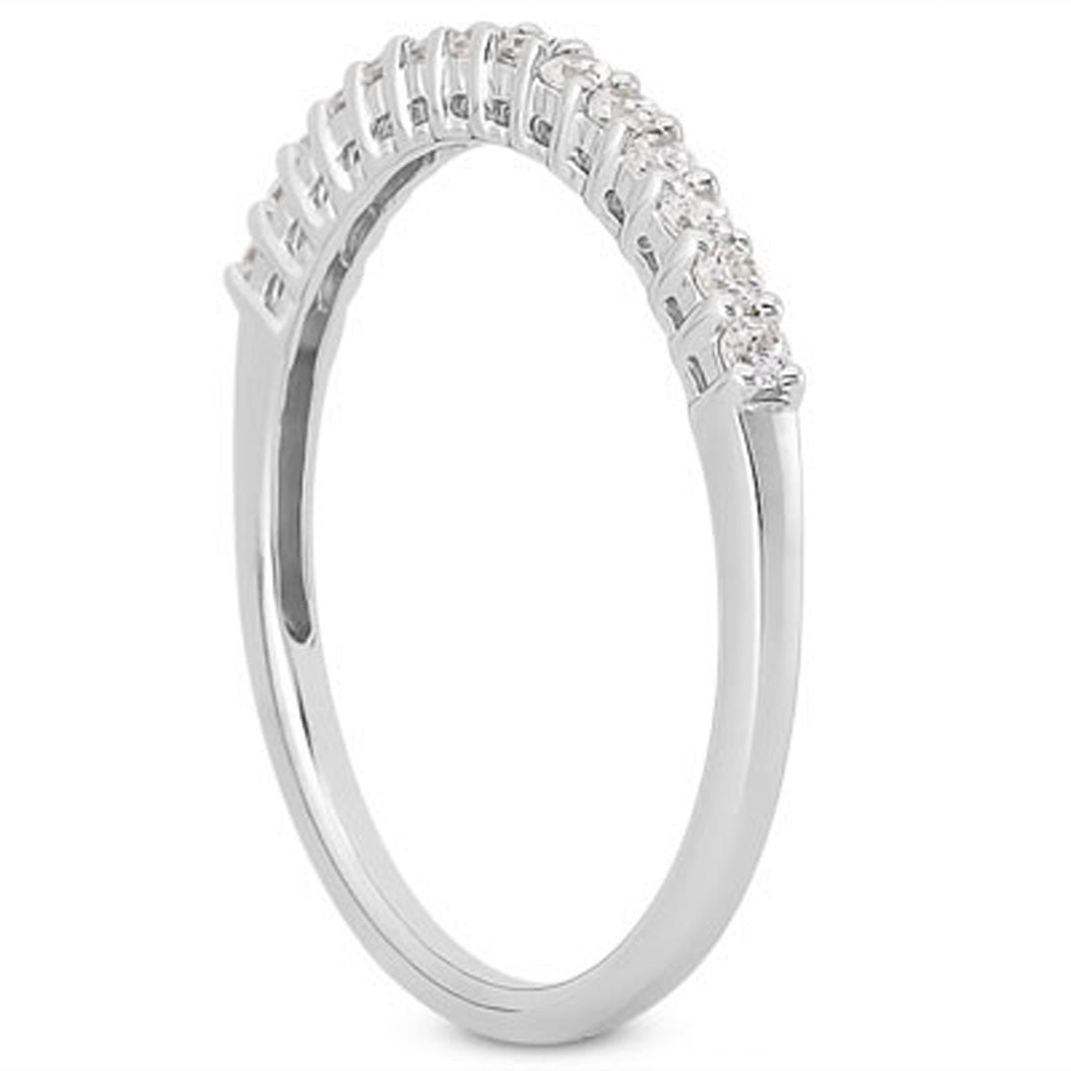 14k White Gold Shared Prong Diamond Wedding Ring Band with Airline Gallery by Bids.com