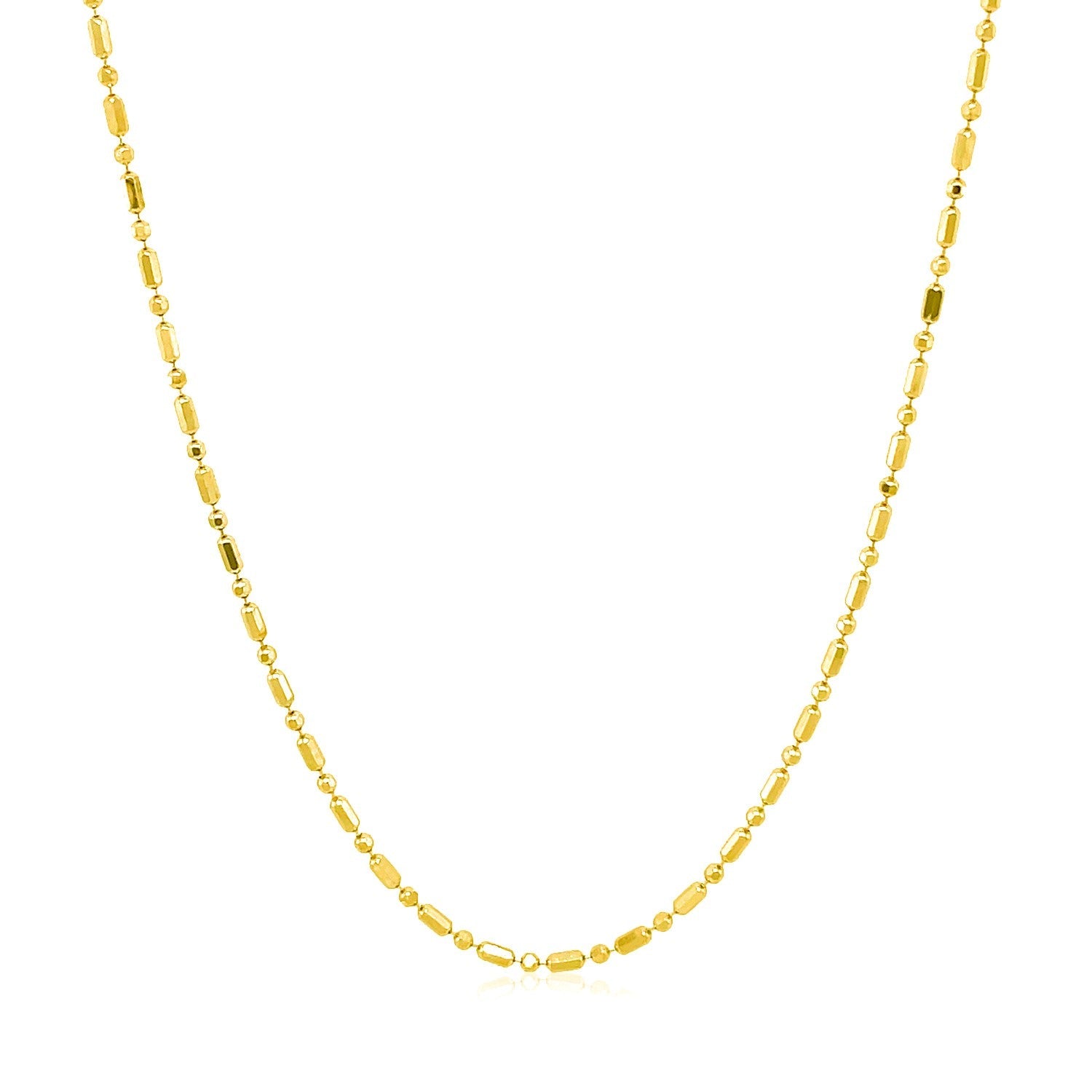 14k Yellow Gold Diamond-Cut Alternating Bead Chain 1.2mm by Bids.com