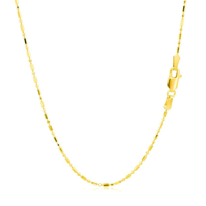14k Yellow Gold Diamond-Cut Alternating Bead Chain 1.2mm by Bids.com