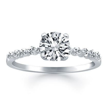 14k White Gold Diamond Engagement Ring with Shared Prong Diamond Accents by Bids.com