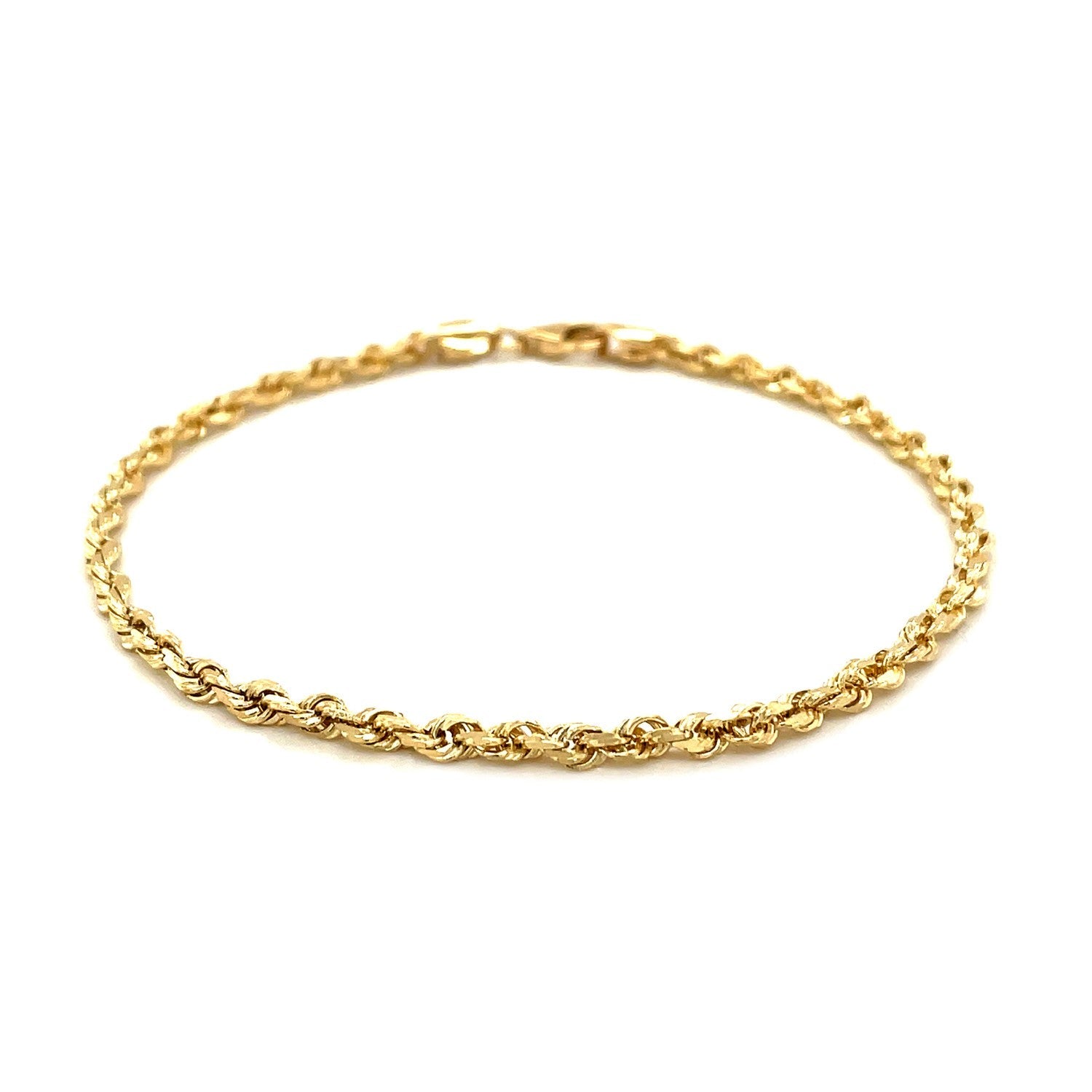 3.0mm 14k Yellow Gold Solid Diamond Cut Rope Bracelet by Bids.com