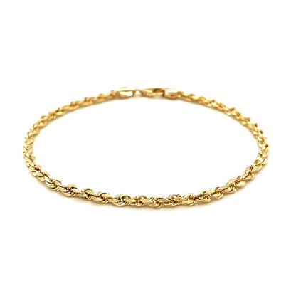 3.0mm 14k Yellow Gold Solid Diamond Cut Rope Bracelet by Bids.com