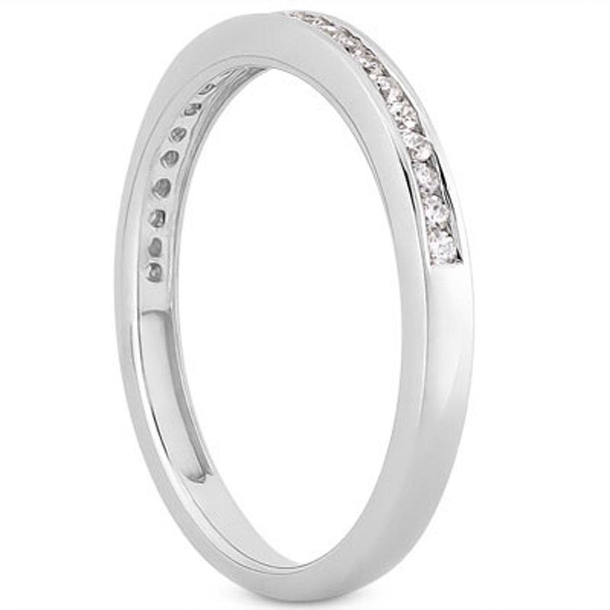 14k White Gold Slender Channel Set Diamond Wedding Ring Band Set 1/2 Around by Bids.com
