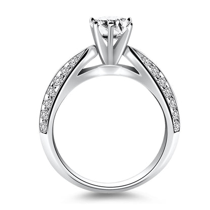 14k White Gold Cathedral Double Row Pave Diamond Engagement Ring by Bids.com