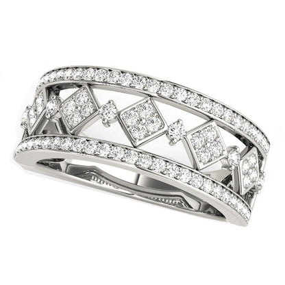 Diamond Studded Square Motif Ring in 14k White Gold (1/2 cttw) by Bids.com