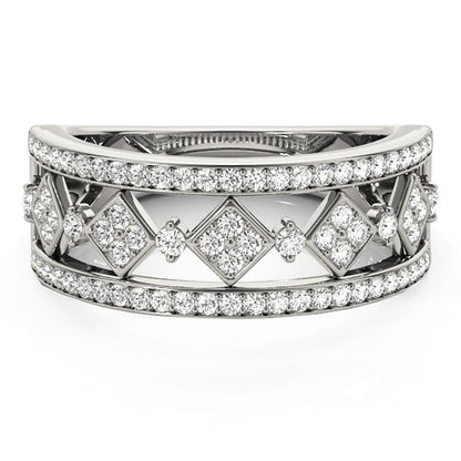 Diamond Studded Square Motif Ring in 14k White Gold (1/2 cttw) by Bids.com