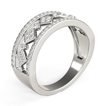 Diamond Studded Square Motif Ring in 14k White Gold (1/2 cttw) by Bids.com