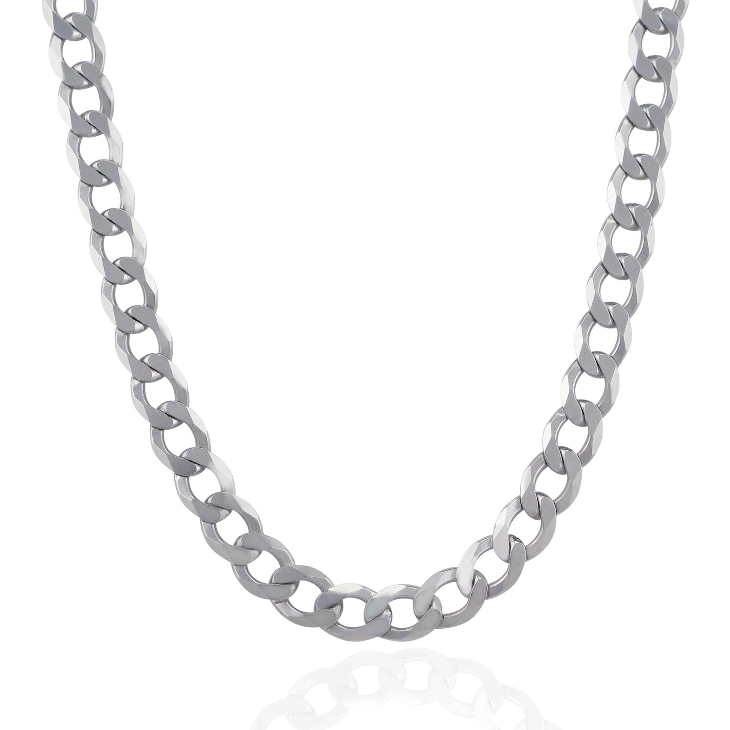 Rhodium Plated Sterling Silver Curb Style Chain (8.40 mm) - DestGlow
