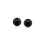 14k White Gold Stud Earrings with Black Faceted Cubic Zirconia(6mm) - earrings