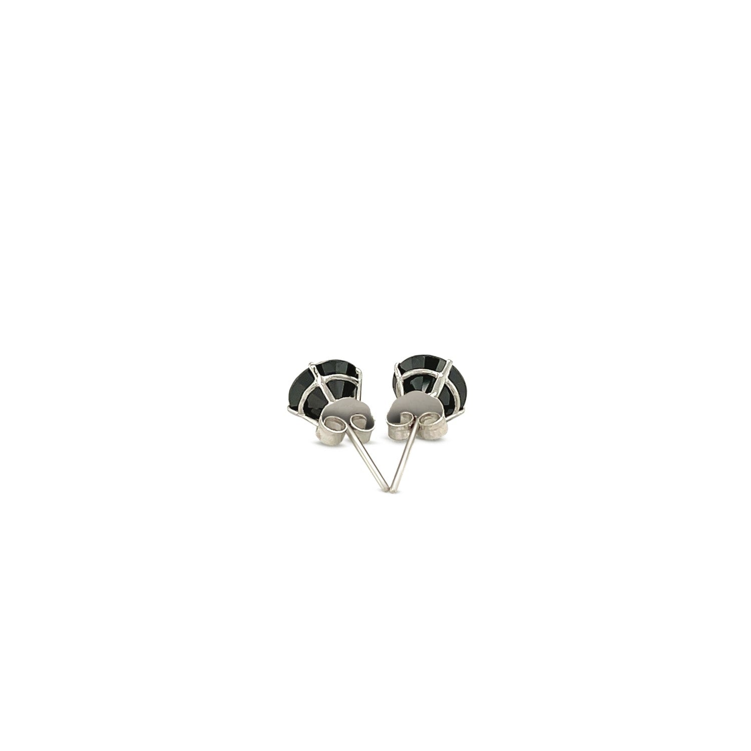 14k White Gold Stud Earrings with Black Faceted Cubic Zirconia(6mm) - DestGlow