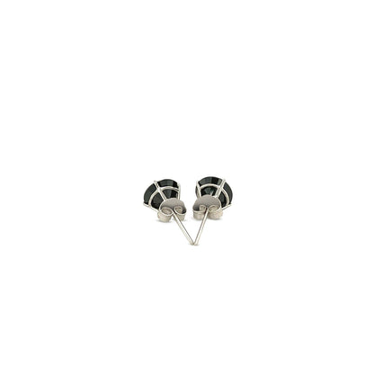 14k White Gold Stud Earrings with Black Faceted Cubic Zirconia(6mm) - DestGlow