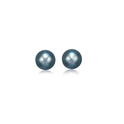 14k Yellow Gold Cultured Black Pearl Stud Earrings (6.0 mm) - earrings