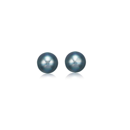 14k Yellow Gold Cultured Black Pearl Stud Earrings (6.0 mm) - earrings