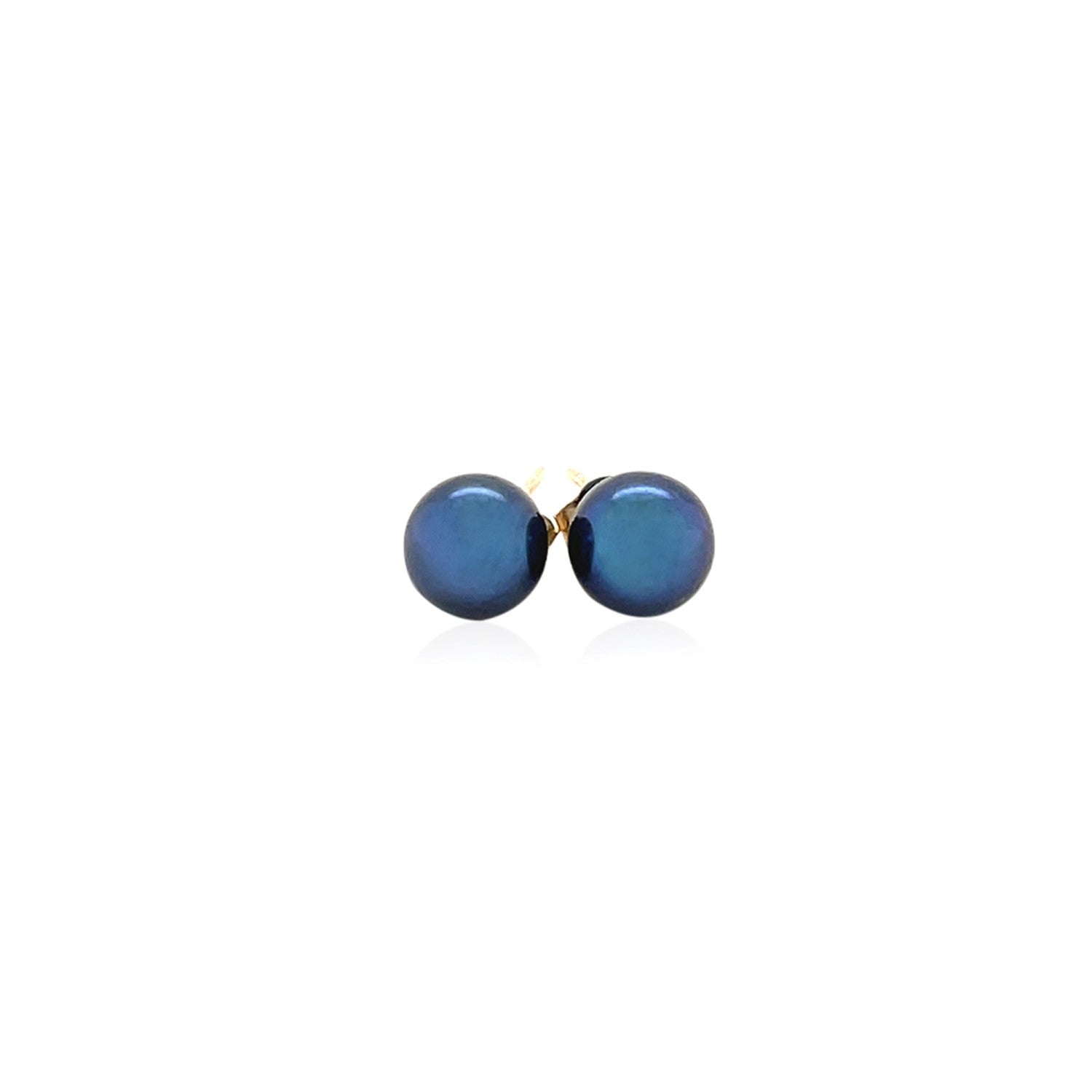 14k Yellow Gold Cultured Black Pearl Stud Earrings (6.0 mm) by Bids.com